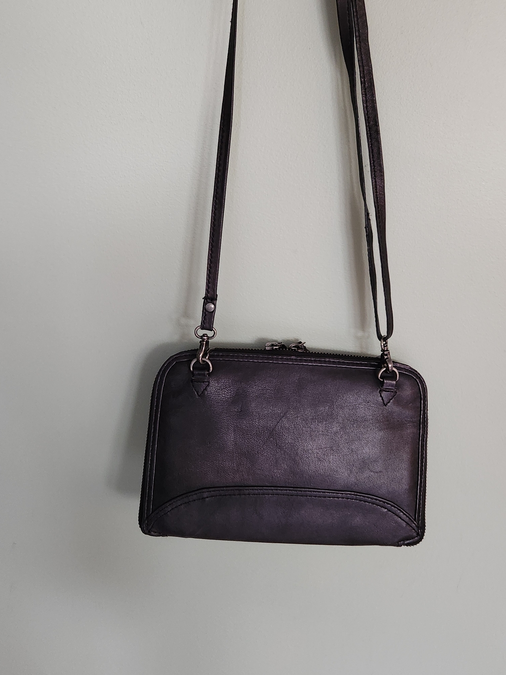 We The Free Dark Brown Leather Crossbody Bag